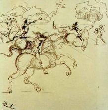 Haga click para ver la imagen ampliada 1934_67_surrealist warriors for a four-part screen centre left circa 1934.jpg